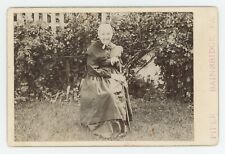 Antique c1880s Rare Cabinet Card Older Mennonite Woman Outside Bainbridge, PA