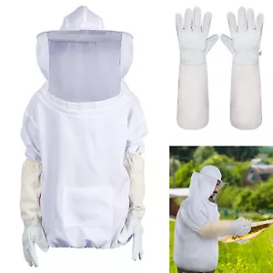 Chaqueta protectora de apicultura traje velo + conjunto de guantes de apicultura manga larga - Imagen 1 de 10