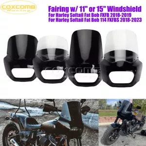 For Harley Fat Bob FXFB FXFBS 2018-2023 Front Upper Fairing 11"/15" Windshield - Picture 1 of 43