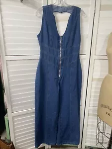 Jeans denim blu Y2K pezzo unico maglione pantalone tuta donna S small 100% cotone - Foto 1 di 8