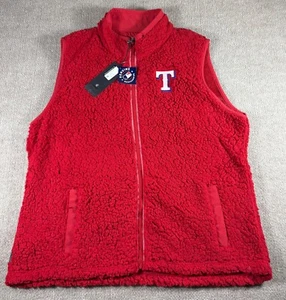 Antigua Grace Texas Rangers Women’s 3XL Red Sherpa Full Zip Vest Baseball New - Picture 1 of 9