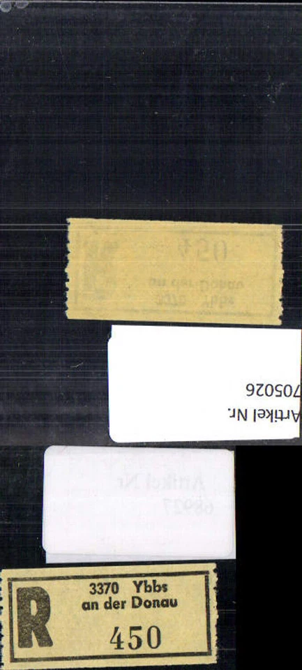 705026 Einschreibezettel Rekozettel R-Zettel Ybbs an der Donau - Bild 1 von 1