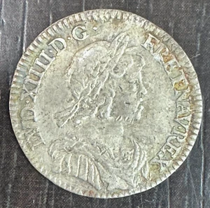 Louis XIV 1643-1715 - 1/12th Of An Écu With A Short Hair 1644 In Paris - Picture 1 of 2