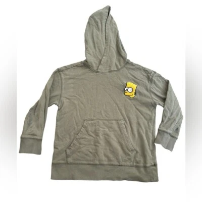 Old Navy Pop Sugar Collab Embroidered Bart Simpson Green Hoodie Size 6/7 Small - Image 1 of 4