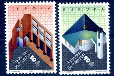 LIECHTENSTEIN EUROPA CEPT 1987 - ARCHITETTURA MODERNA - SERIE NUOVA ** MNH