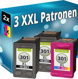 3x Patronen für HP 301-XL DeskJet 2549 3000 3052A 3054A 3055A 3057A 3059A J110A - Bild 1 von 5