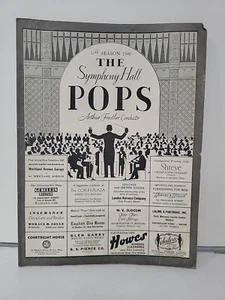 The Boston Symphony Hall Pops Arthur Fiedler 1940 Programa Publicidad Clásica - Imagen 1 de 8