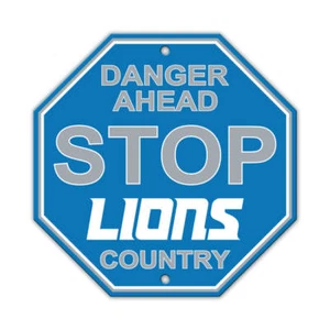 New NFL Detroit Lions Home Office Bar Decor STOP Sign 12" x 12" Made in USA - Picture 1 of 1