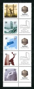 United Nations S30v1 NY 2009 Dom Rate 44c Napex Personalized Strip of 5 B - Picture 1 of 1