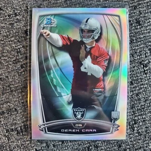 2014 Bowman Chrome Football Derek Carr Refractor Rookie RC #135 NICE! - Picture 1 of 2