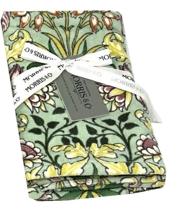 William Morris Hyacinth Hand Towels Set of 2 Green Floral Chic Luxury 18x28" - Image 1 of 4