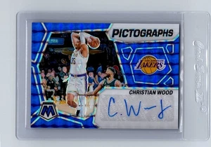 2023-24 Panini Mosaic Christian Wood Auto #/49 Pictographs Blue Autograph Lakers - Imagen 1 de 2