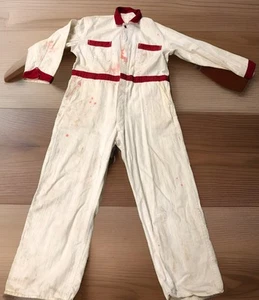 Vintage 1940s White/Red American Coveralls Workwear 46 Herringbone Stonecutter - Picture 1 of 12