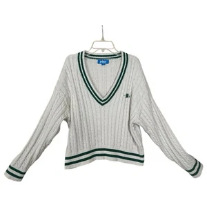 Prince Pickle Ball Sweater Women's Extra Large Green V Neck Crop Cotton Tennis - Picture 1 of 14