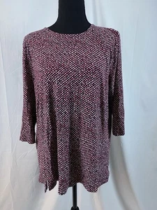 J. Jill rot schwarz weiß Jersey Strick 3/4 Ärmel Top Damen Größe Large - Bild 1 von 6
