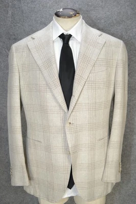 Suitsupply Sport пальто мужской 44R бежевый Roma клетку льняной шелк шерсти блейзер куртка - Изображение 1 из 4