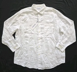 CARIBBEAN Roundtree & Yorke Men's Linen L/S Button Up Shirt WHITE Size XL NWT - Picture 1 of 5