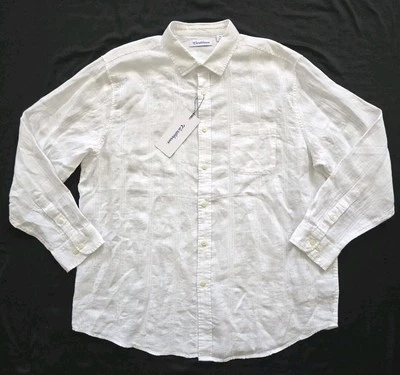 CARIBBEAN Roundtree & Yorke Men's Linen L/S Button Up Shirt WHITE Size XL   NWT - Image 1 of 4