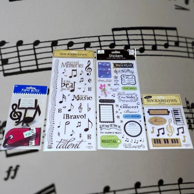 Music Sticker Lot 4 Sheets Paper Bliss Paper Studio Ellen Krans Scrapbooking - Image 1 of 4