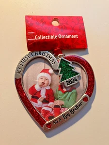 2024 Herzform Ornament Fotohalter Mein erstes Weihnachten als großer Bruder - Bild 1 von 5