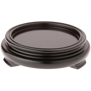 Plymor Black Round Wood Veneer Footed Display Base, 4.125" W x 4.125" D x 1" H - Picture 1 of 1