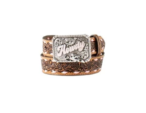 Angel Ranch Western Belt Girls Floral Embossed Howdy Buckle D130003224 - Picture 1 of 1