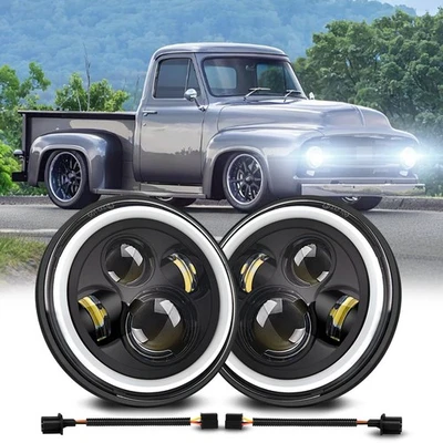 Круглые светодиодные фары дальнего и ближнего света дневные ходовые огни 2 шт 7 дюймов для Ford F600 F700 F7000 1970-1979 - Изображение 1 из 4