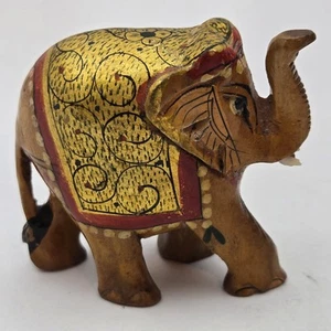 Figura de elefante de madera pintada a mano y animal tallado - Imagen 1 de 14
