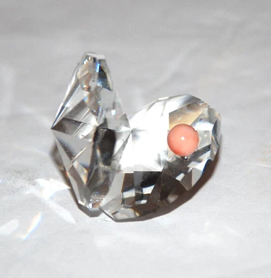 SWAROVSKI Crystal Oyster Clam Shell Figurine With Pink Pearl Display Mirror 1989 - Image 1 of 4