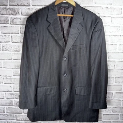 Blazer Guy Laroche Para Hombre 46R Negro Abrigo Deportivo Traje a Rayas Chaqueta Mezcla de Lana De Colección Foto 1 de 4