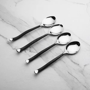INOX Twig Coffee/Dessert Spoon 4 Pc. Set Black - Picture 1 of 4