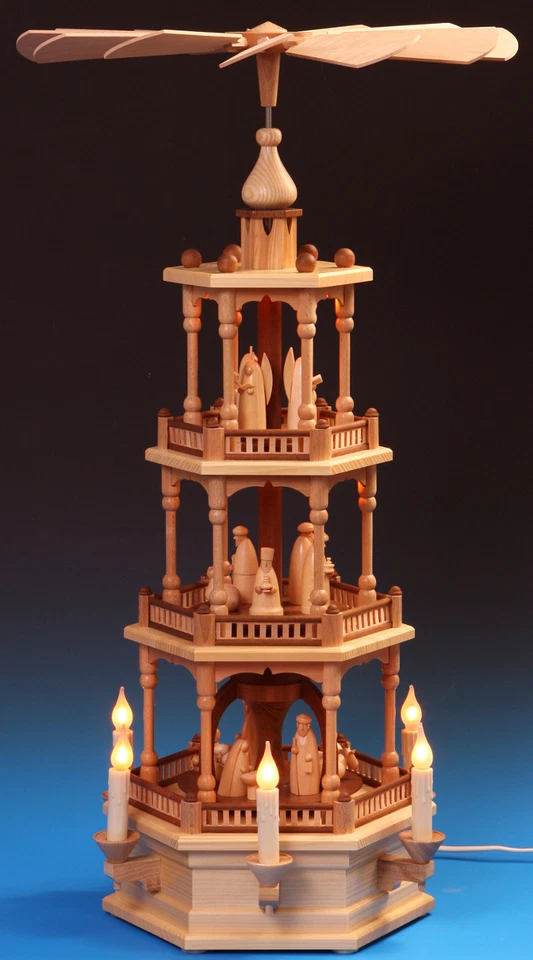 Pyramide 3-Stock elektrisch 73cm Erzgebirge Schalling Christi Geburt + Gratis - Bild 1 von 1