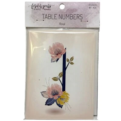 桌号卡1-24粉叶花卉4x5婚礼婴儿淋浴派对用品 — 第 1/4 张图片