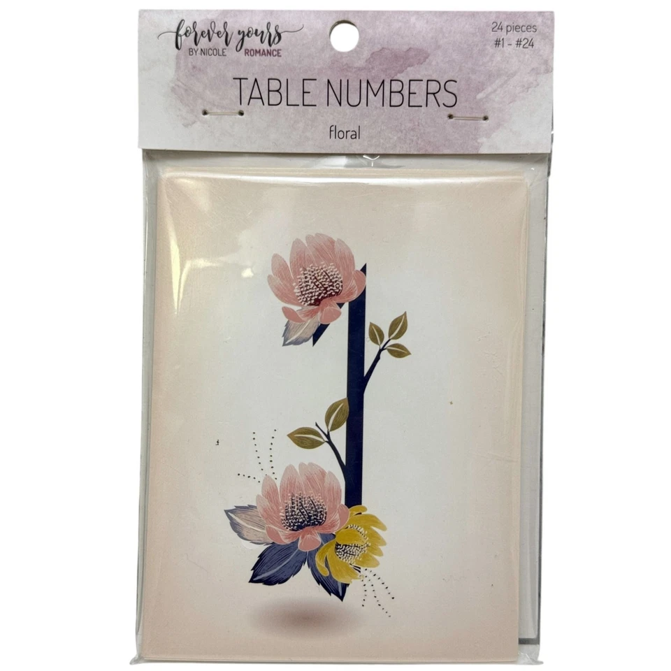 Tarjetas Número Mesa 1-24 Rosa Hoja Floral 4x5 Boda Baby Shower Fiesta Suministros Foto 1 de 4