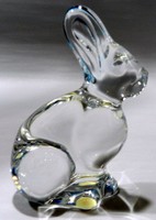 BACCARAT FRANCE SIGNED ART GLASS BUNNY RABBIT PAPERWEIGHT / FIGURINE