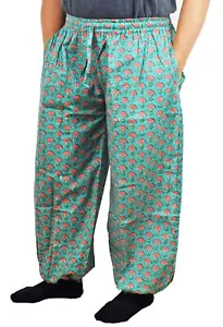 New Fair Trade Indian Block Print Cotton Trousers 10 12 14 16 18 20 Hippy Boho - Picture 1 of 4