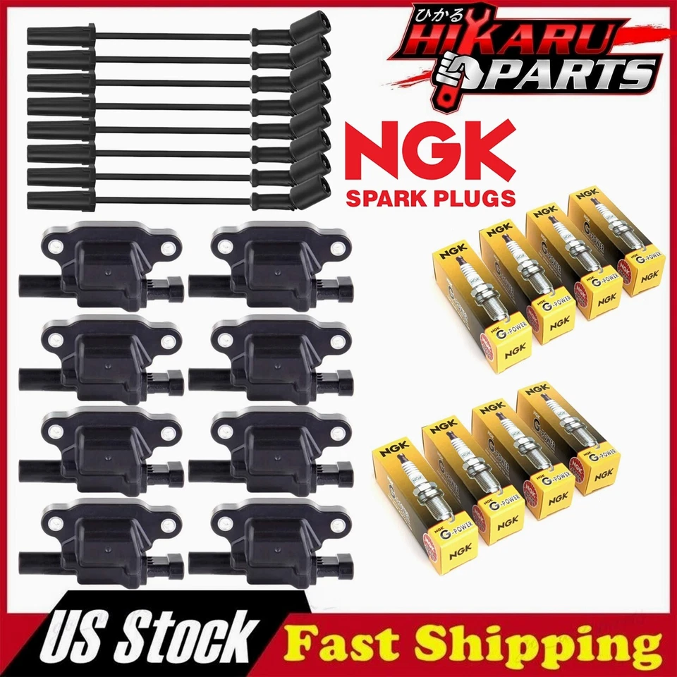 8x Ignition Coil & NGK Platinum Spark Plug Wire Set For Chevy Silverado Cadillac - Image 1 of 4