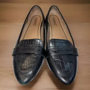 Vionic Savannah flache Halbschuhe Freizeitschuhe DAMEN Größe 8,5 schwarze Leder-Slipper - Bild 1 von 8
