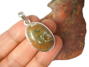 Rainforest JASPER Sterling Silver 925 Gemstone PENDANT - Gift Boxed - Picture 1 of 5