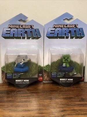 Lote de 2 mini figuras de acción Minecraft Earth Boost Dolphin & Creeper nuevas selladas Foto 1 de 3