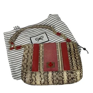 NWT Anya Hindmarch Red Stripy Gracie Python Stingray Leather Shoulder Bag $1450 - Picture 1 of 12