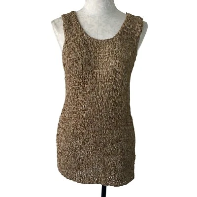 Georges Rech Maille Tank Top Tunic Womens Vintage Size Small Tan Pure Silk Italy - Photo 1/4