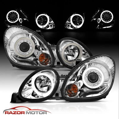 [LED Halo]For 98-05 Lexus GS Sedan GS300/GS400 Projector Chrome Headlights - Image 1 of 4