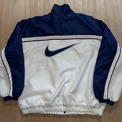 Vintage 90s Nike Center Swoosh Quilt Insulated Blue White Jacket Size XXL - Image 1 of 4