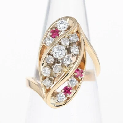 .45ctw Diamond Cluster w/ Ruby Accents Statement Ring 14k Yellow Gold Size 4.75 - Image 1 of 4