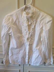 VAL MAX GIRLS WHITE COTTON BLOUSE RUFFLE FRONT SIZE 16 HOLIDAY PARTY WEDDING - Picture 1 of 4