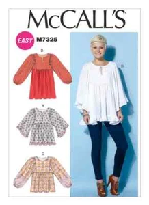 McCall's Sewing Pattern 7325 Misses 16-26 Easy Loose Gathered Tops and Tunics - Picture 1 of 9