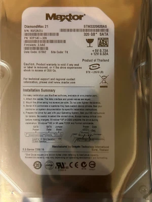 Maxtor STM3320620AS PN 9DP14G-326 FW 3.AAE TK 320GB SATA 3.5" HDD - Image 1 of 2