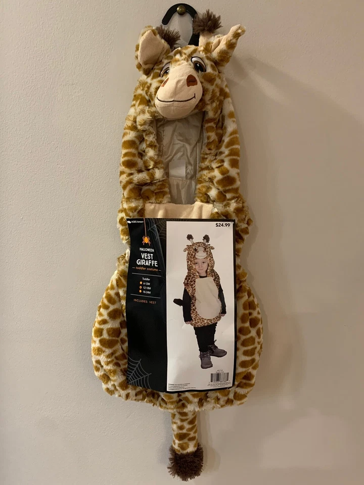 NIP Halloween Costume Giraffe Vest Toddler Sz 12-18M Hooded Tail Face New One Pi - Image 1 of 4