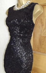 Fab ❤️ £65 Jane Norman Black Sequin Mini Evening Party dress size 10 12 - Picture 1 of 6
